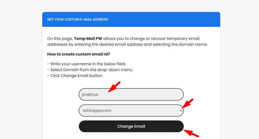 create custom temporary email